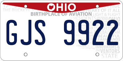 OH license plate GJS9922