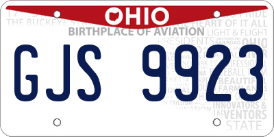 OH license plate GJS9923
