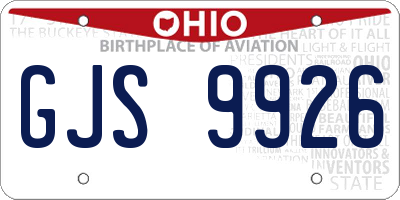 OH license plate GJS9926