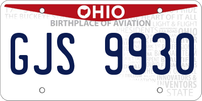 OH license plate GJS9930