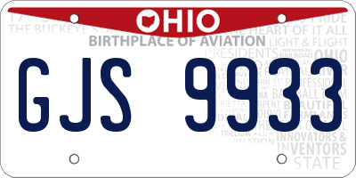 OH license plate GJS9933