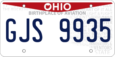 OH license plate GJS9935