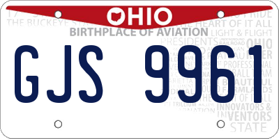 OH license plate GJS9961