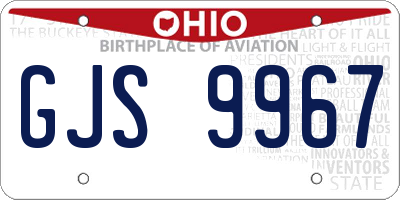 OH license plate GJS9967