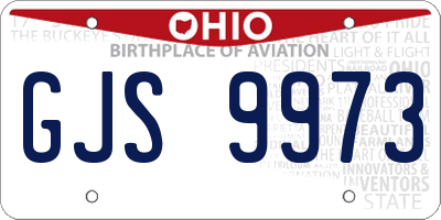 OH license plate GJS9973