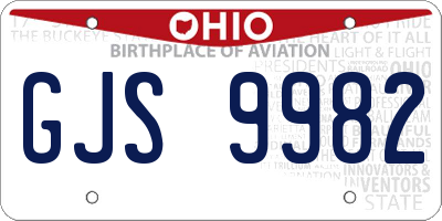 OH license plate GJS9982