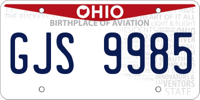 OH license plate GJS9985