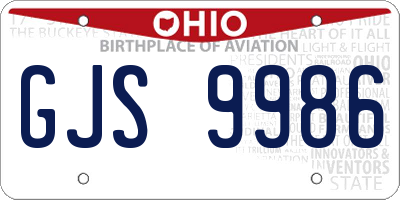 OH license plate GJS9986