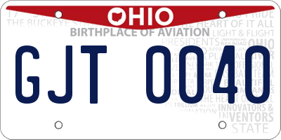 OH license plate GJT0040