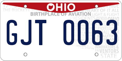 OH license plate GJT0063