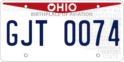 OH license plate GJT0074