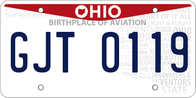 OH license plate GJT0119
