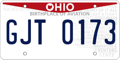 OH license plate GJT0173