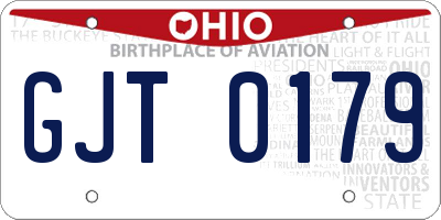 OH license plate GJT0179
