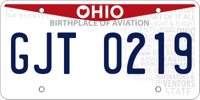OH license plate GJT0219