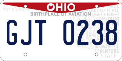 OH license plate GJT0238