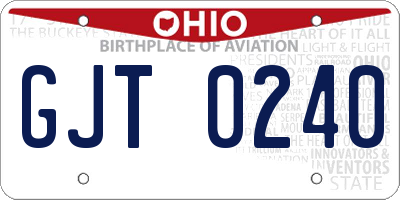 OH license plate GJT0240