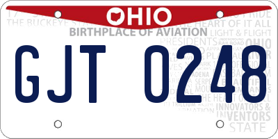 OH license plate GJT0248