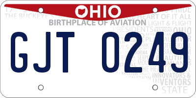 OH license plate GJT0249