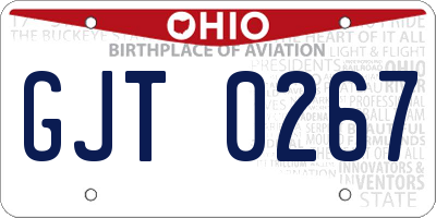 OH license plate GJT0267