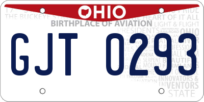 OH license plate GJT0293