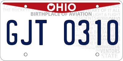OH license plate GJT0310