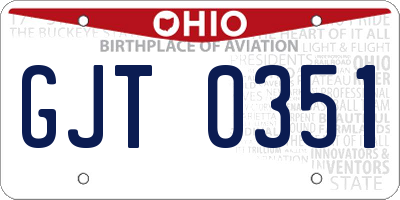OH license plate GJT0351