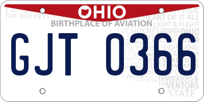 OH license plate GJT0366