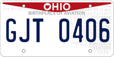 OH license plate GJT0406