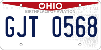 OH license plate GJT0568