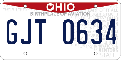OH license plate GJT0634