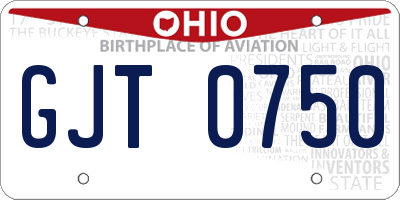 OH license plate GJT0750
