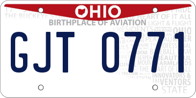 OH license plate GJT0771
