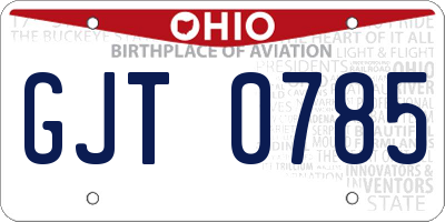 OH license plate GJT0785