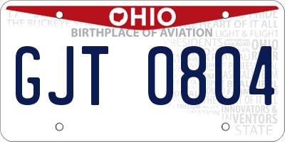OH license plate GJT0804