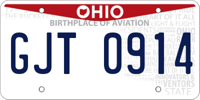 OH license plate GJT0914