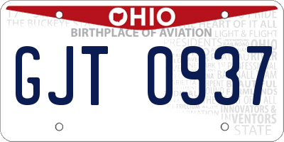 OH license plate GJT0937