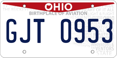 OH license plate GJT0953