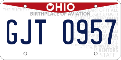 OH license plate GJT0957