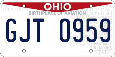 OH license plate GJT0959