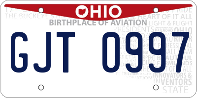 OH license plate GJT0997