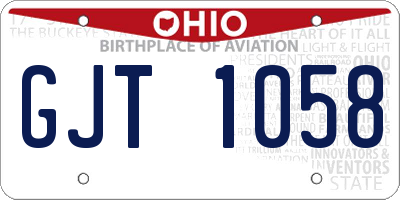 OH license plate GJT1058