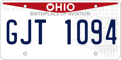 OH license plate GJT1094