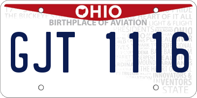 OH license plate GJT1116