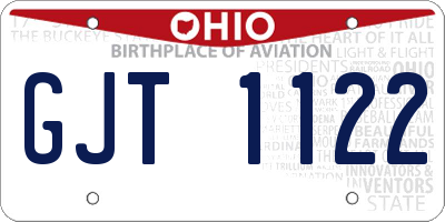 OH license plate GJT1122