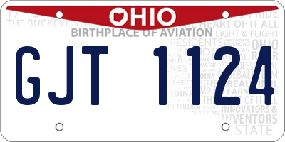 OH license plate GJT1124