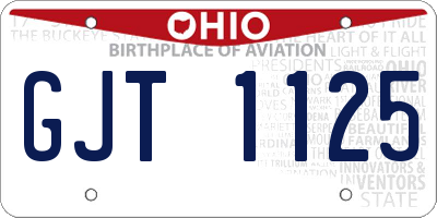 OH license plate GJT1125