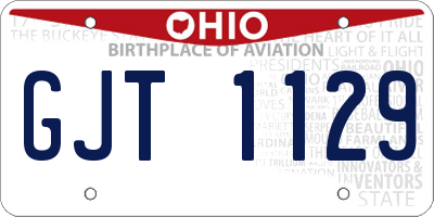 OH license plate GJT1129