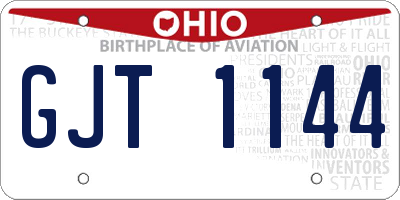 OH license plate GJT1144