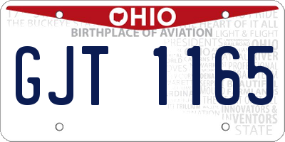 OH license plate GJT1165